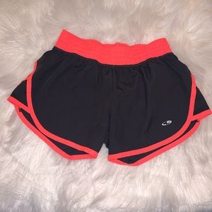 Neon pink/Charcoal gray Champion running shorts